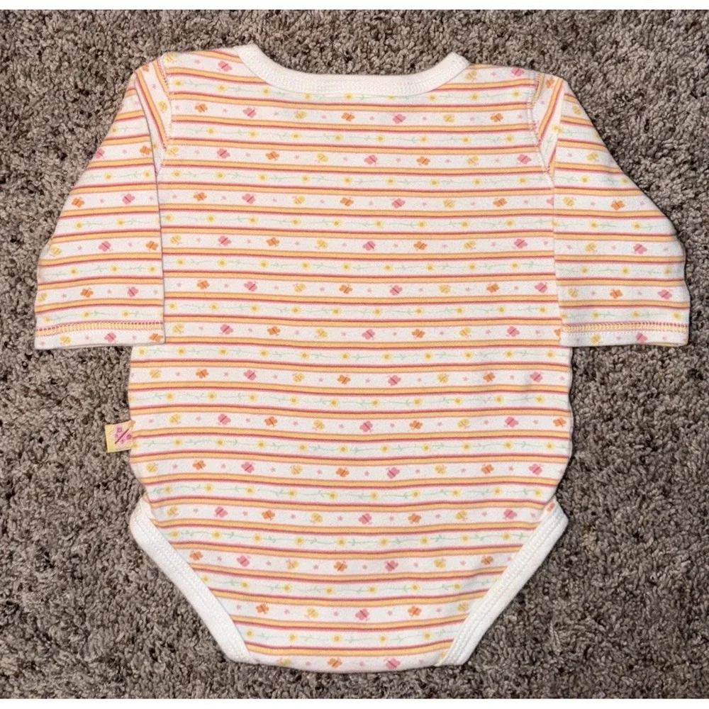 Vintage Tykes Carter's Newborn‎ Baby Bodysuit Pastel Stripe Floral Snap Small